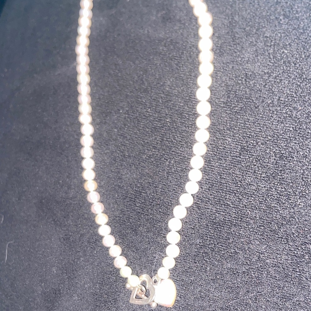 Elegant Pearl Necklace with Heart Pendant